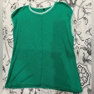 Green Tank Top with White Trim